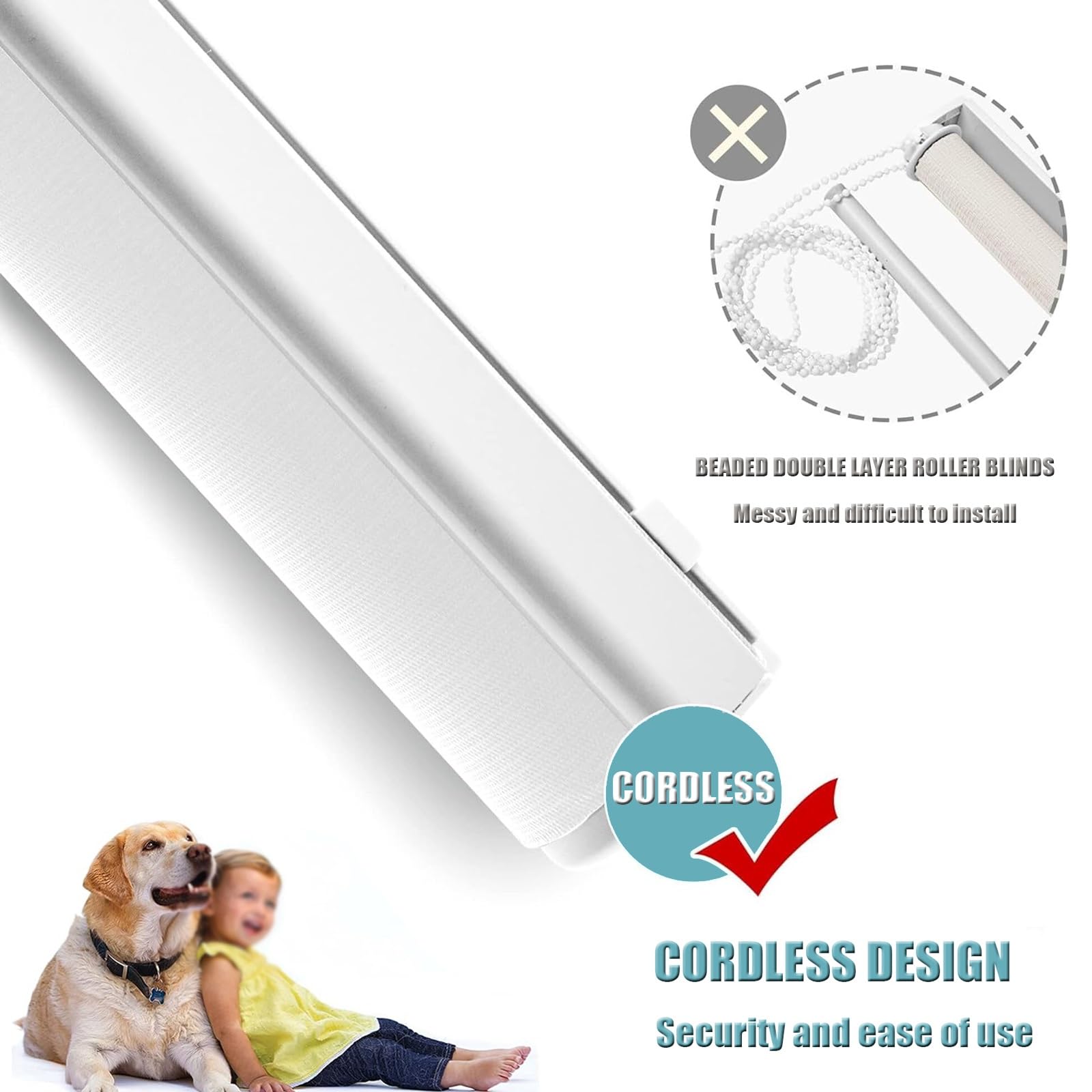 Estika Tenda a rullo doppio Klemmfix senza foratura - 35 x 220 cm - Bianco - Tenda giorno e