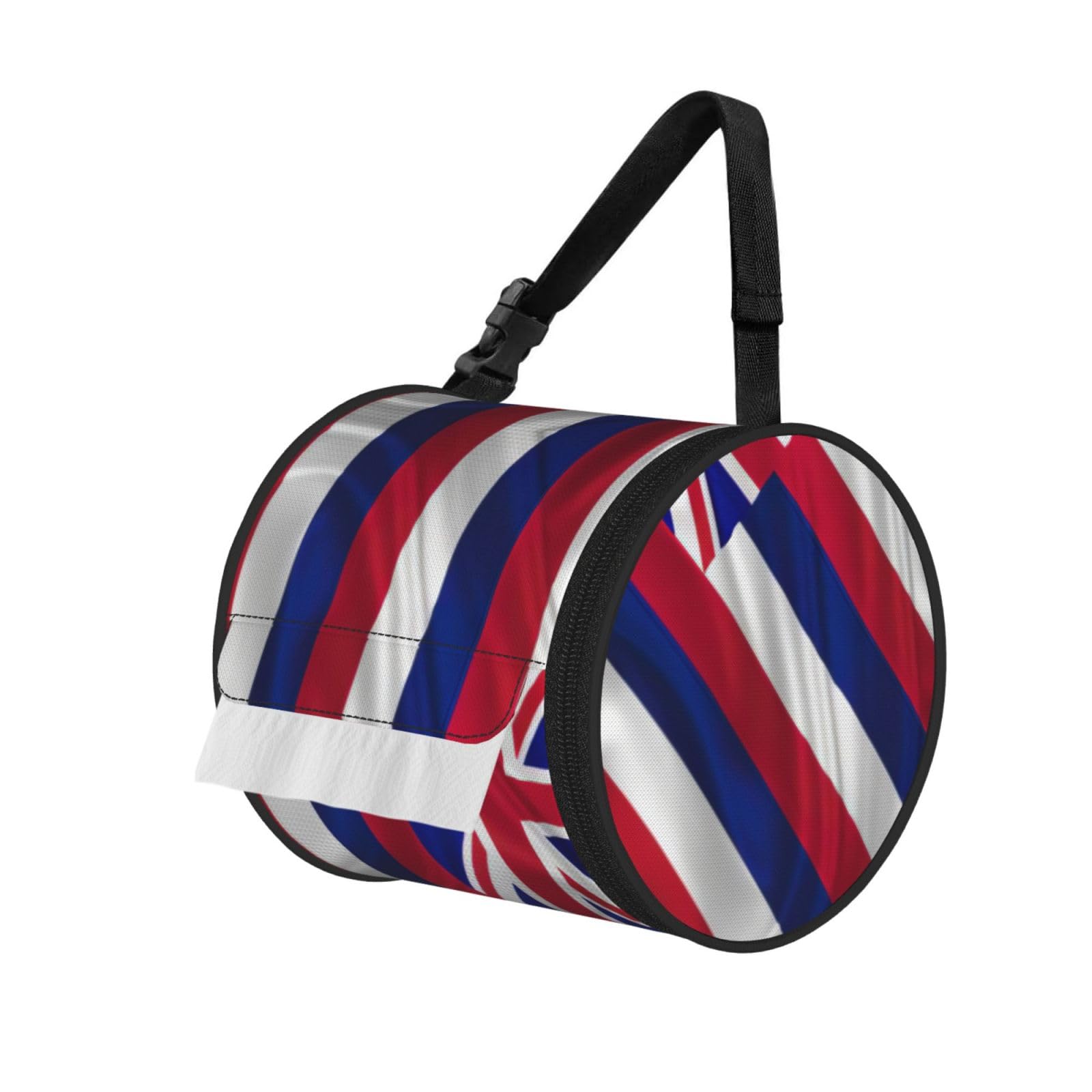 Flag Of Hawaii American Print Cylinder Tissue Holder Bag With Strap, Portable Roll Dispenser Case For Car Rv Camping