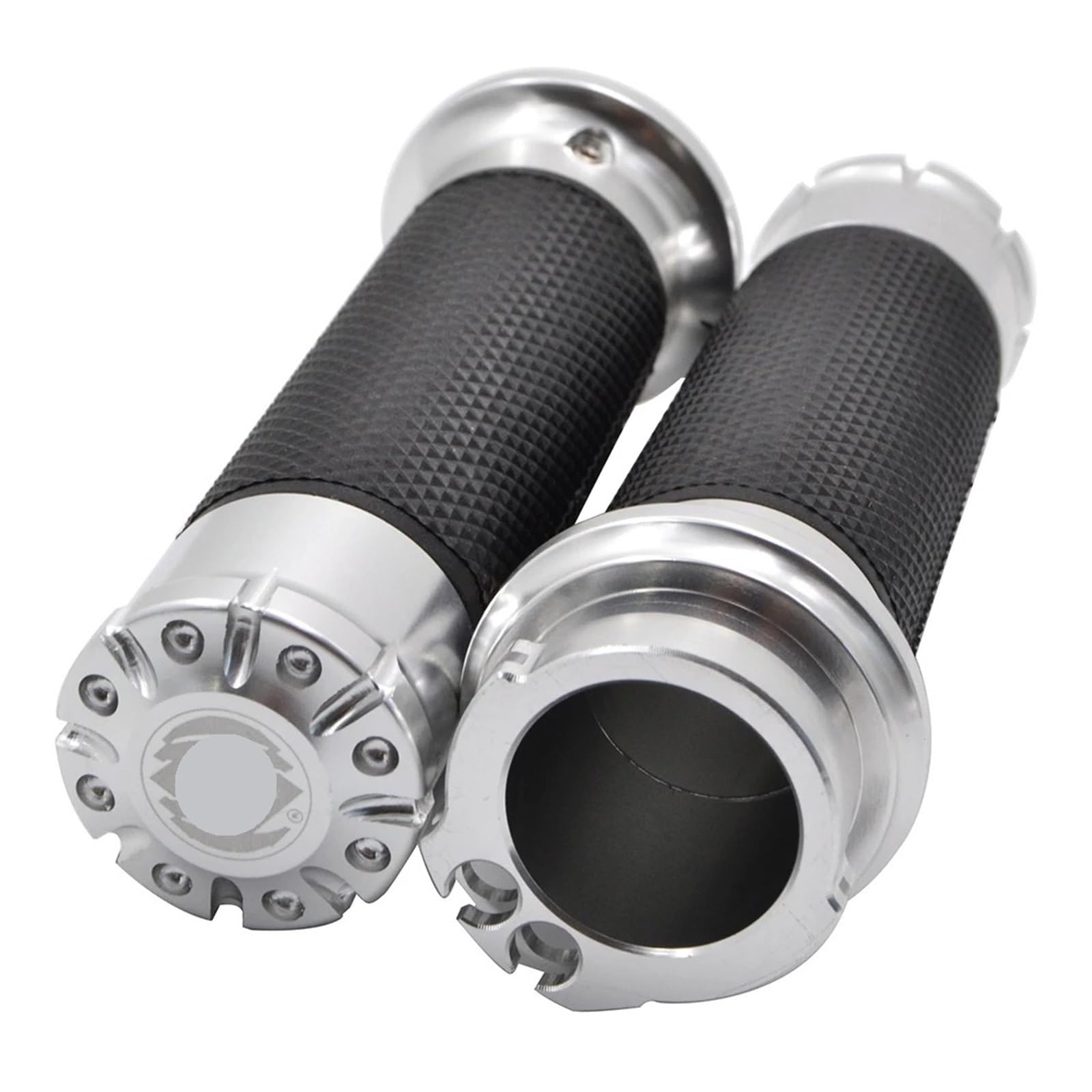 Empuñaduras Manillar Manillar De Goma Antideslizante para Motocicleta, Empuñaduras Cruzadas, Empuñadura De Barra para Softail para Dyna Turismo, Empuñaduras De Manillar(Silver Grips)