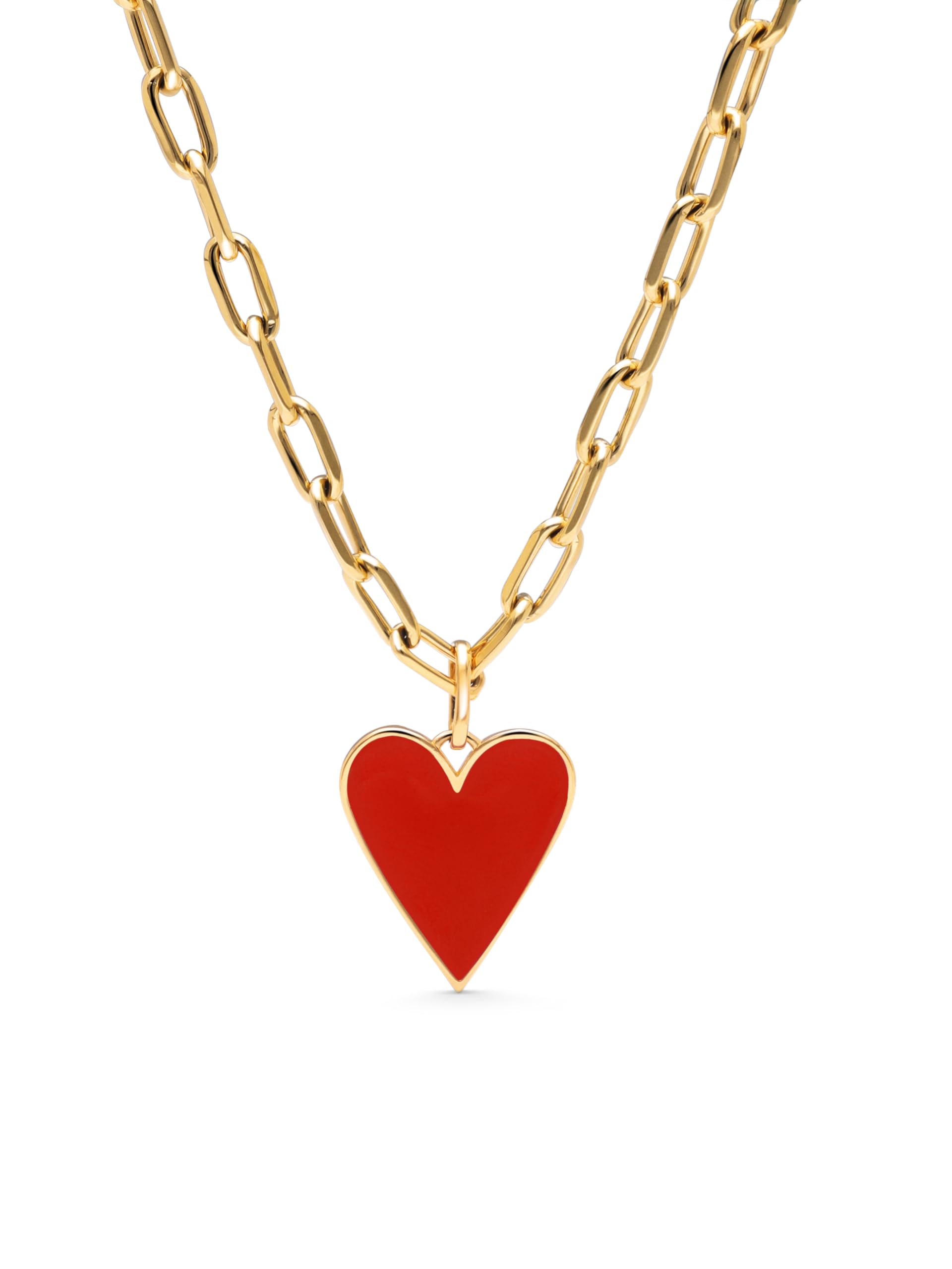 SINGULARU Collar Mujer Chic Lovely Heart Red Acero Baño Oro