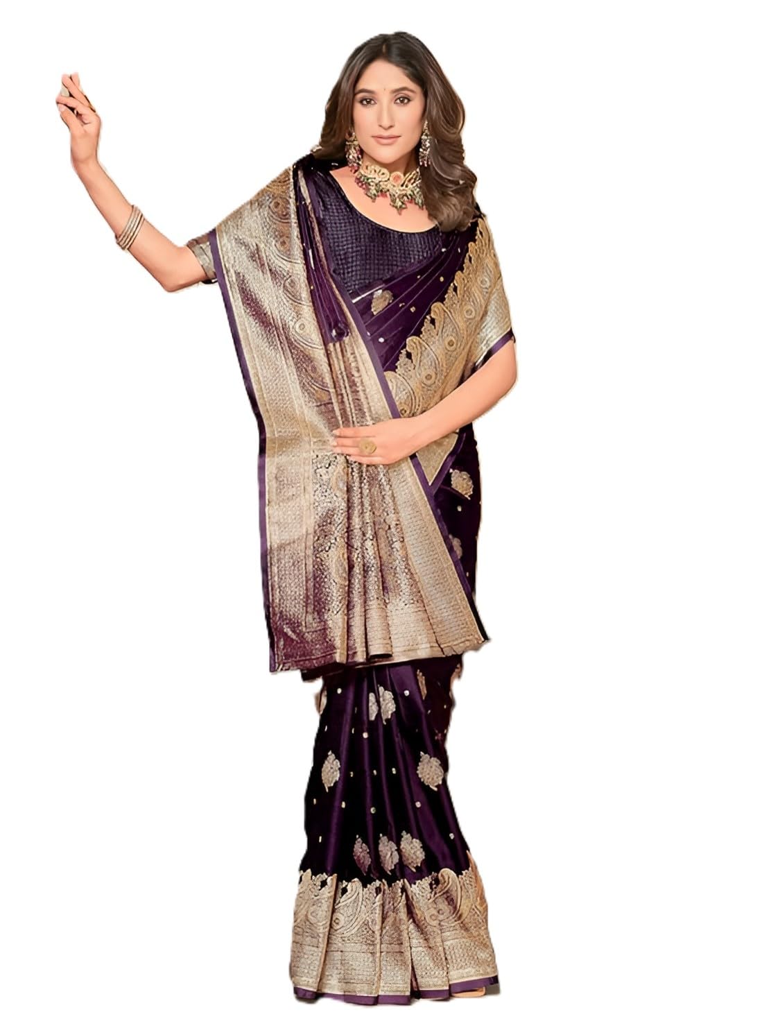 Women's Banarasi Saree Pure Kanjivaram Silk Saree Soft new ladies Design Wear Sarees Latest Sari collections With Blouse Piece for Wedding sadi-image-15