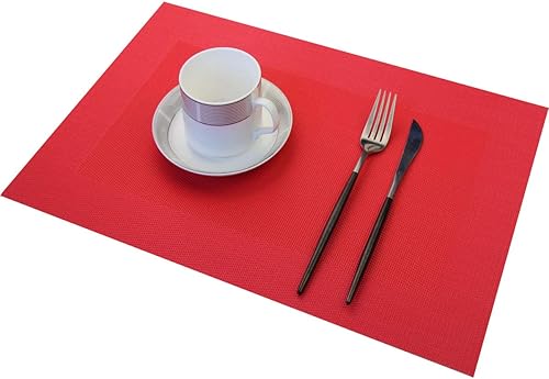 Miniatura 6 de pigchcy Manteles individuales elegantes,combinados, hilados, resistentes al calor, lavables, fáciles de limpiar, para comedor y decoración.