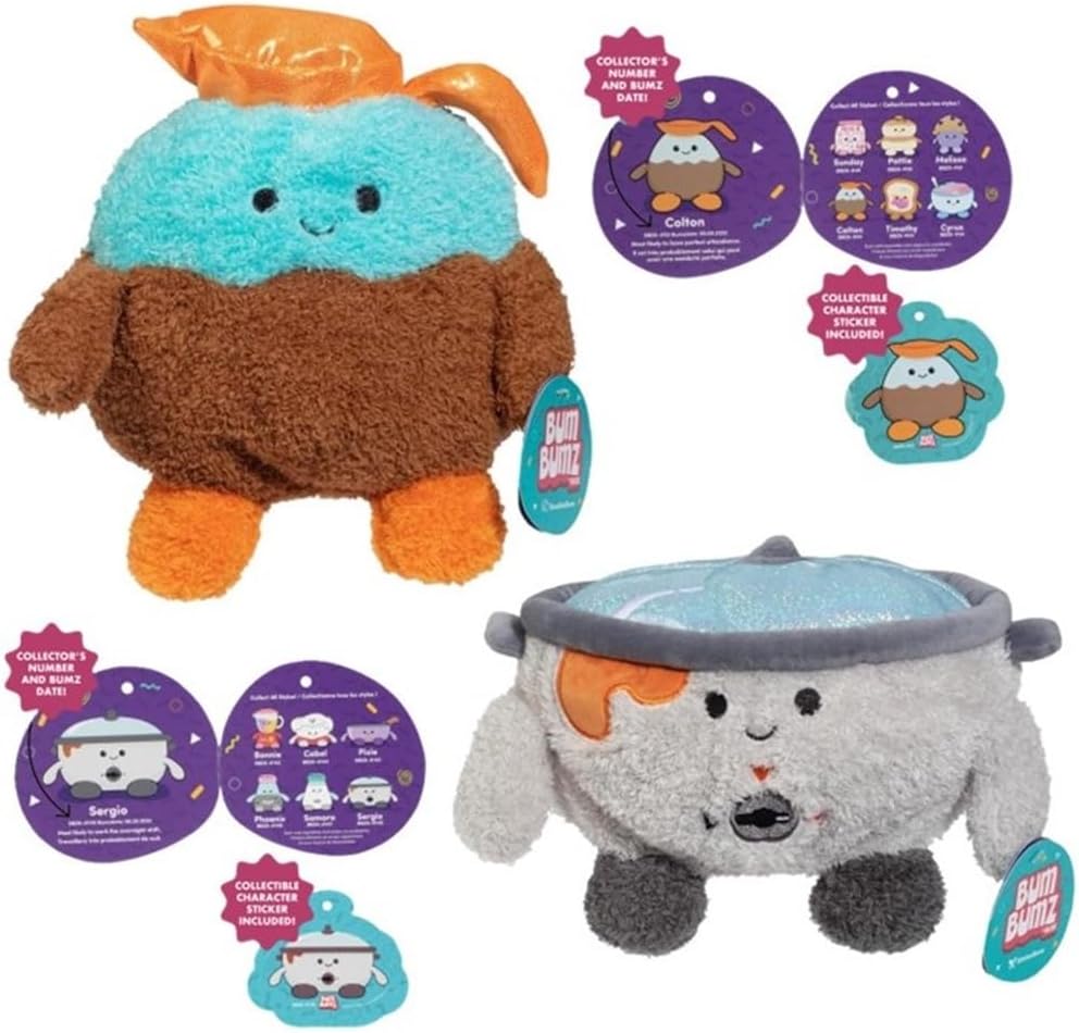BumBumz Large 7.5 Inch 5 Pack Set Weighted Sensory Plush - Officially Licensed - Collectible, Soft, Fuzzy, Cute Emotional Support Stuffed Animal Toy - Stocking Stuffer Gift for Kids, Boys & Girls