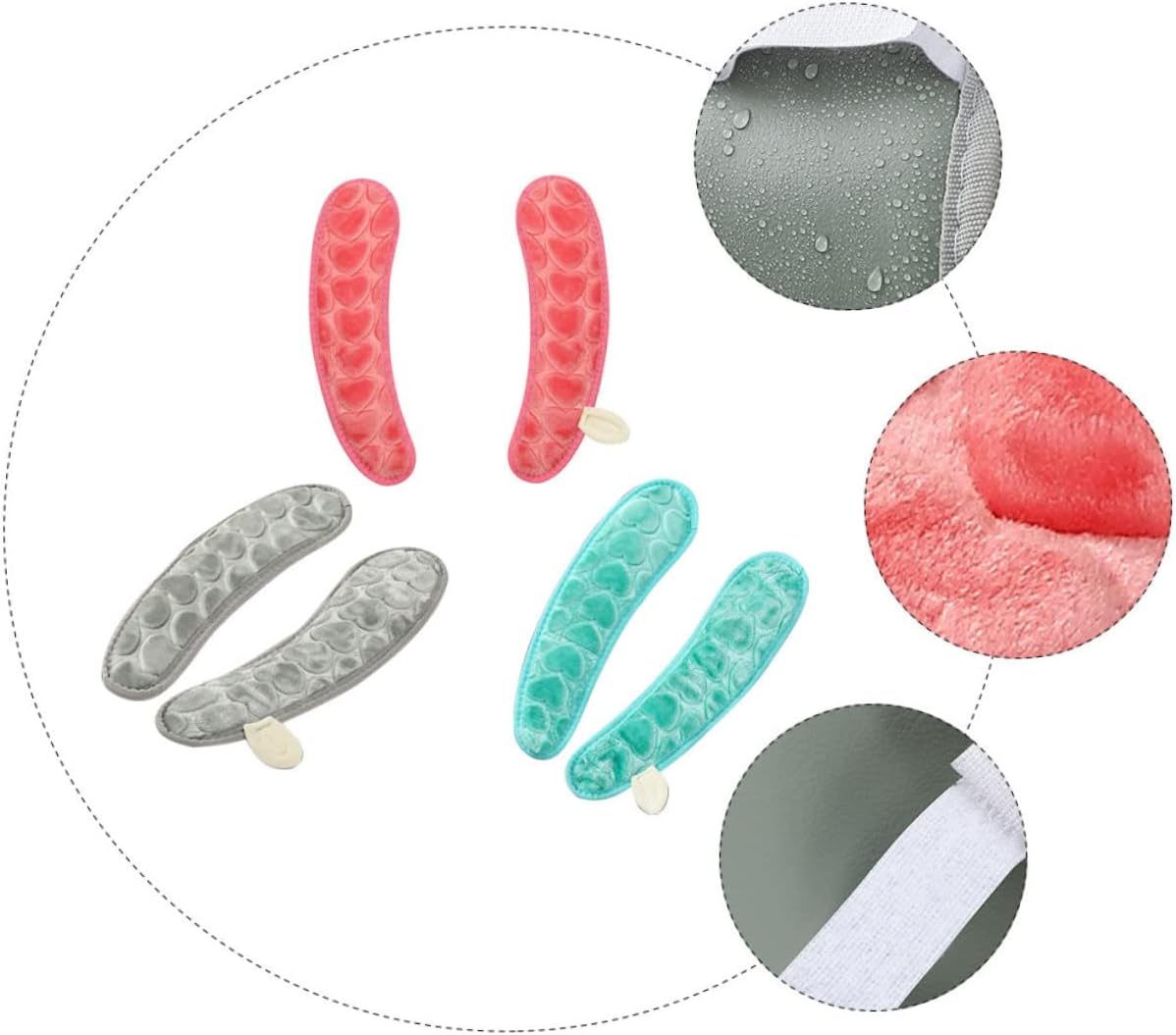 TEHAUX 3pairs Cute Bathroom Decor Heart Shape Toilet Seat Cover Washable Seat Pad Hand Grip for Comfort Convenience