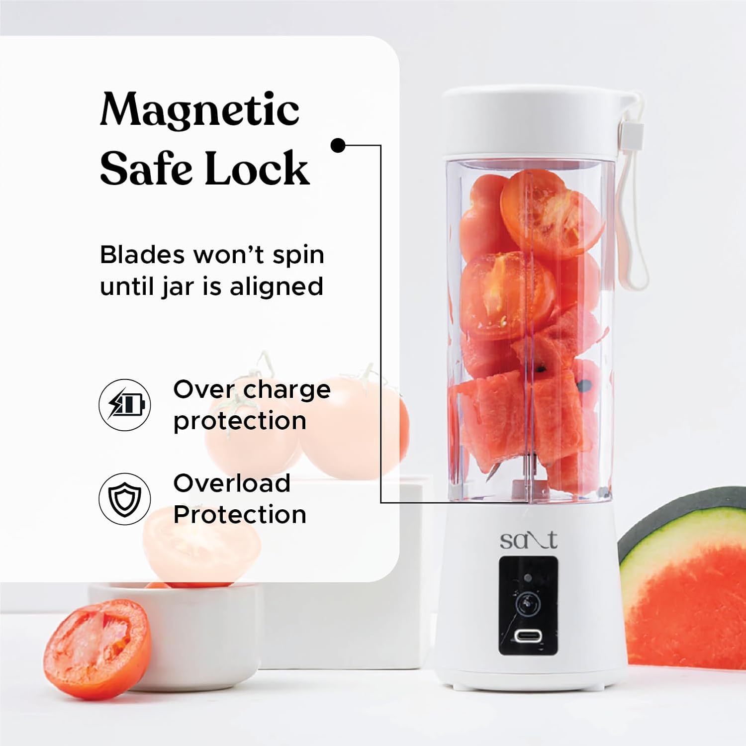 Salt PureBlend Classic Portable Blender for Smoothies, Protein Shakes, Crushing Ice | 2000 mAh Battery, USB-C Port | 150W Motor | 400ml (White) 5 61jF6FSnC4L. SL1500