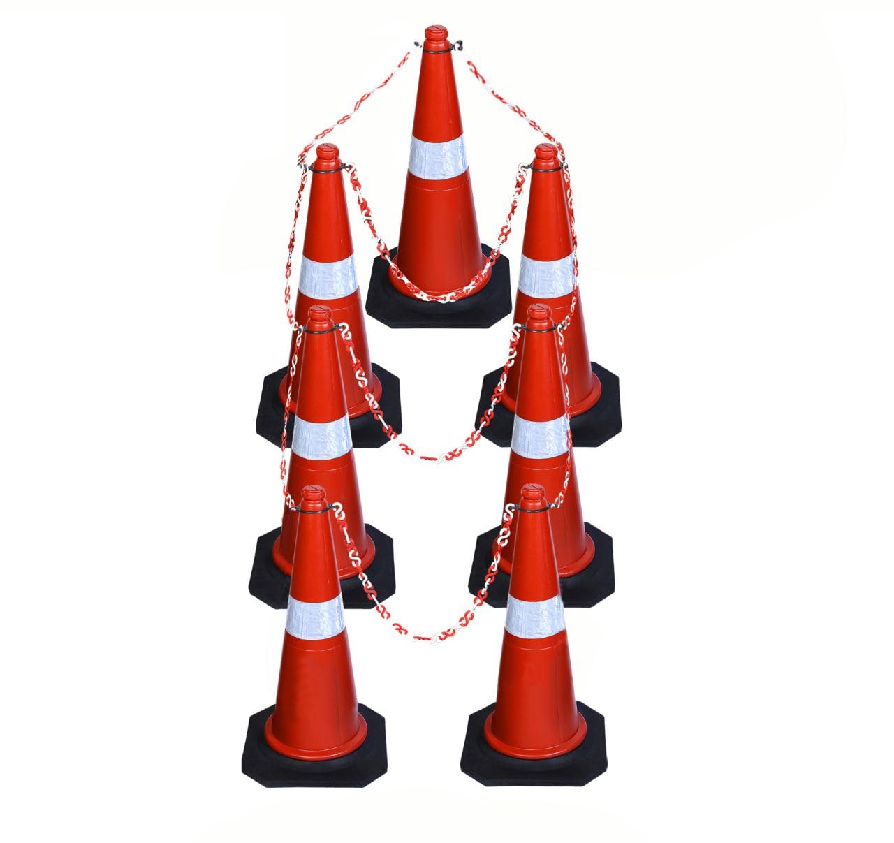 ABS INDUSTRY Safety Cones 7 Cones with 7 Meters S Hook Safety Chain and 7 Hooks Multipurpose PVC Plastic Traffic Safety Cone with Black Rubber Weighted Base and Highly Visible Reflective Collar (B0CG2CKGHC) Amazon Price History, Amazon Price Tracker