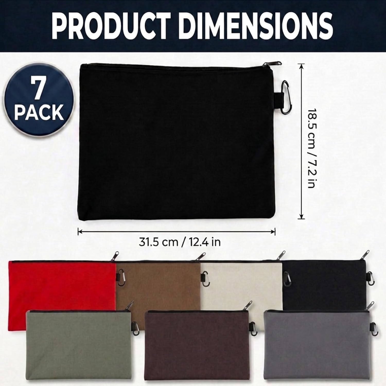 7 Pack Canvas Tool Bag, 12.4"x7.3" Premium Tool Pouch Zipper Bag image 2