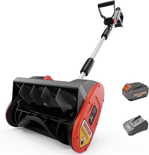 Mellif Pala de nieve inalámbrica, soplador de nieve sin escobillas de 12 pulgadas compatible con batería DeWalt 20 V MAX, incluye kit de batería y