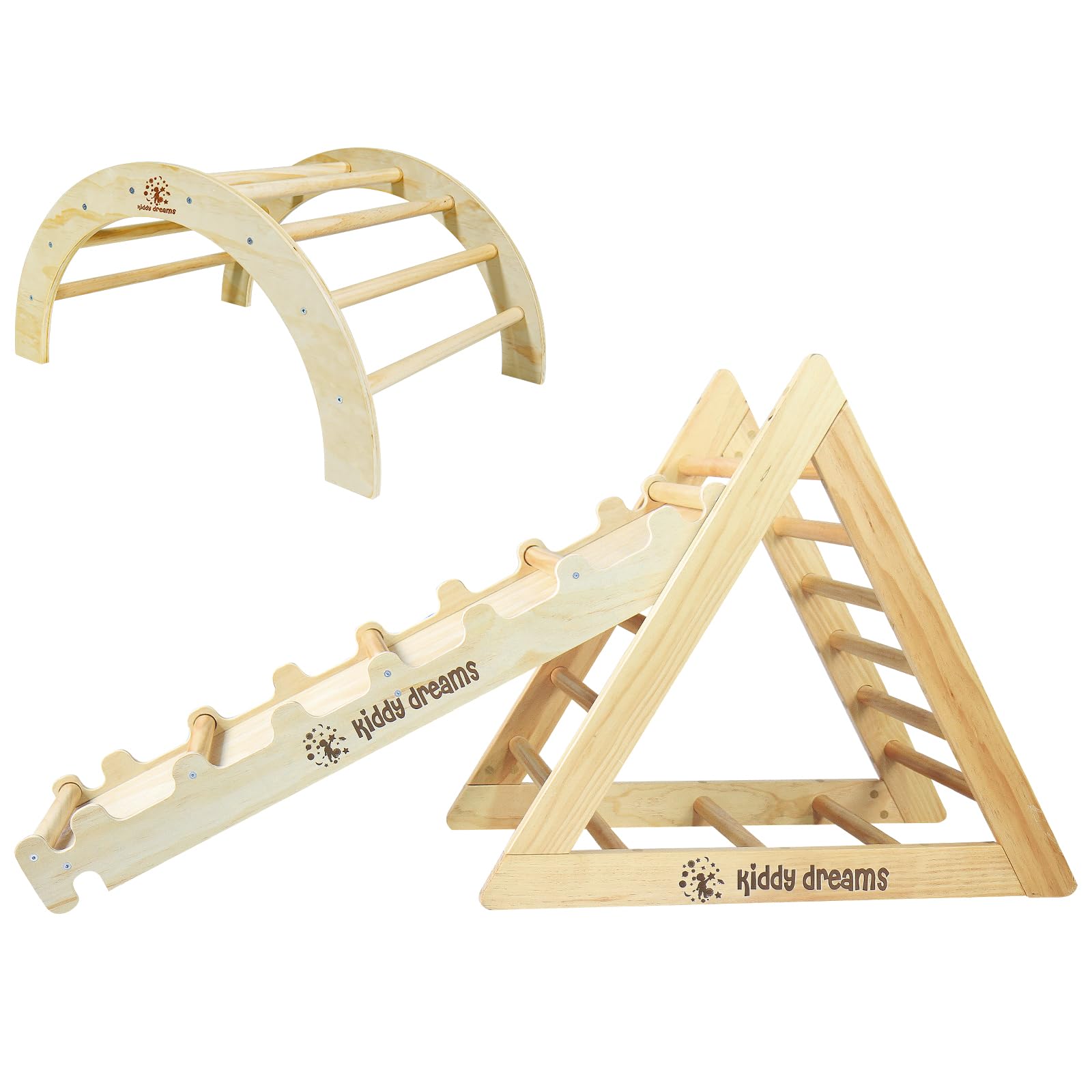 CCLIFE Triángulo Juguete Plegable 6 en 1 Triángulo Escalera Madera para Niños Juego de trepa de Carga 150 kg, a Partir de 1 Años