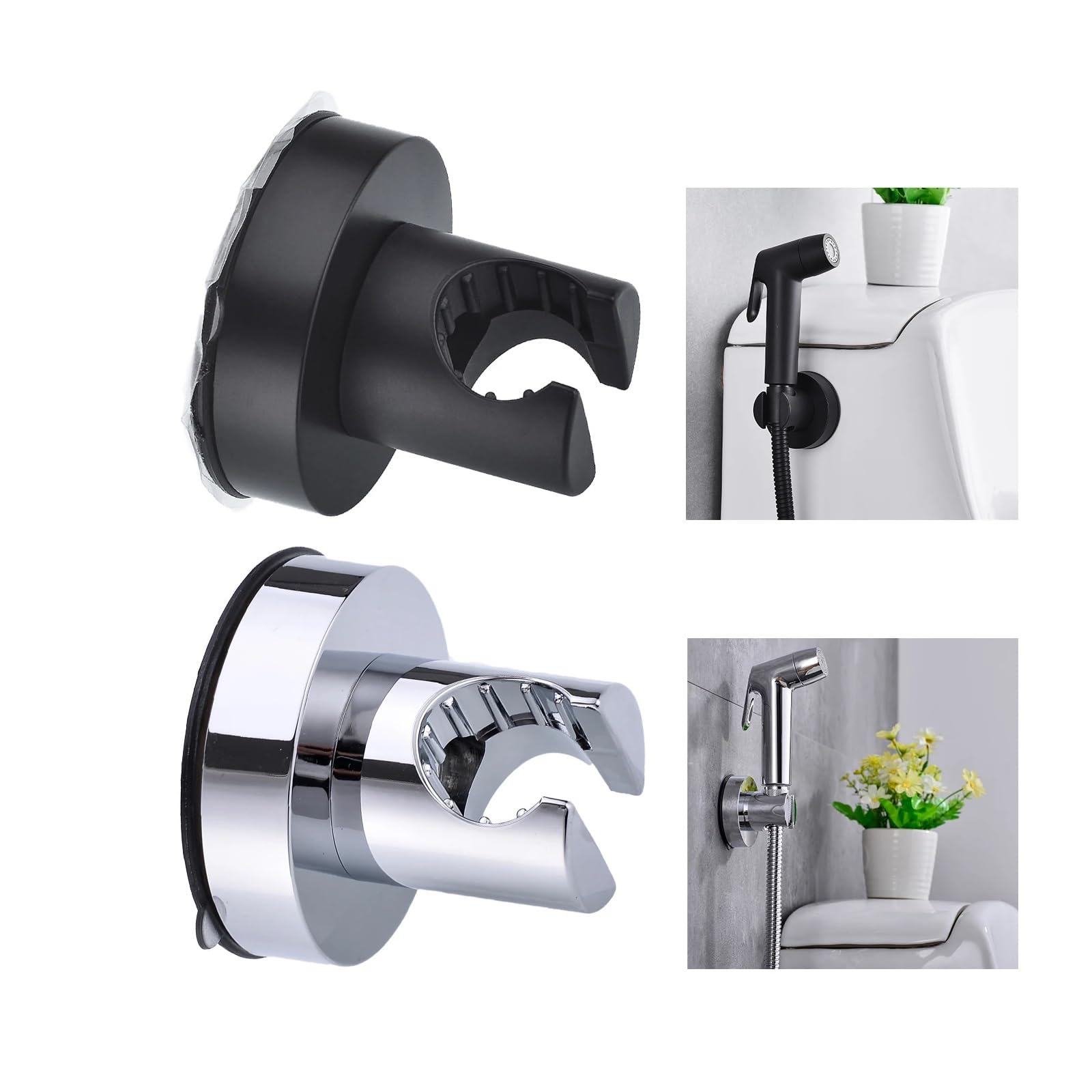 Duschkopfhalterung Handbrausenhalter Wandhalterung Handbrausenbrausenhalter Halterung Badezimmer Chrom/Gebürstet/Schwarz Dusche Ersatz(Chrome)