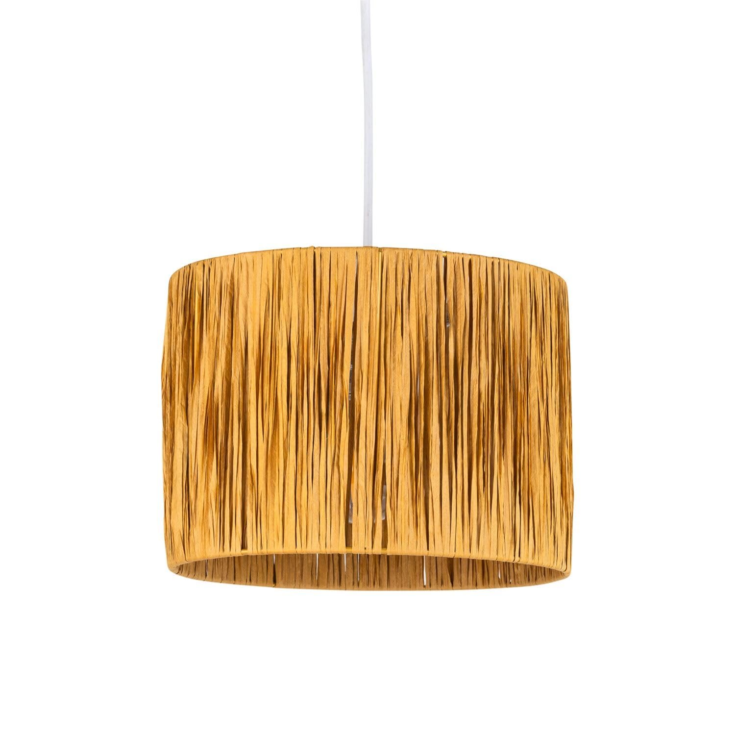 firstchoicelighting Natural Raffia Straw Easy Fit Ceiling Pendant Lightshade or Table Lampshade, 23cm Diameter