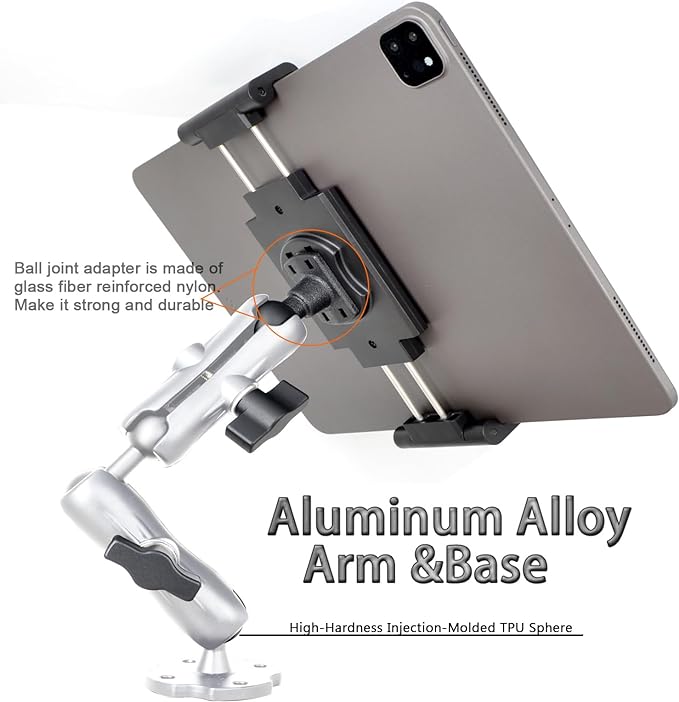 Soporte de Mesa Doble Brazo de Aluminio para Tablet 6.5-12.9 Pulgadas miniatura 2