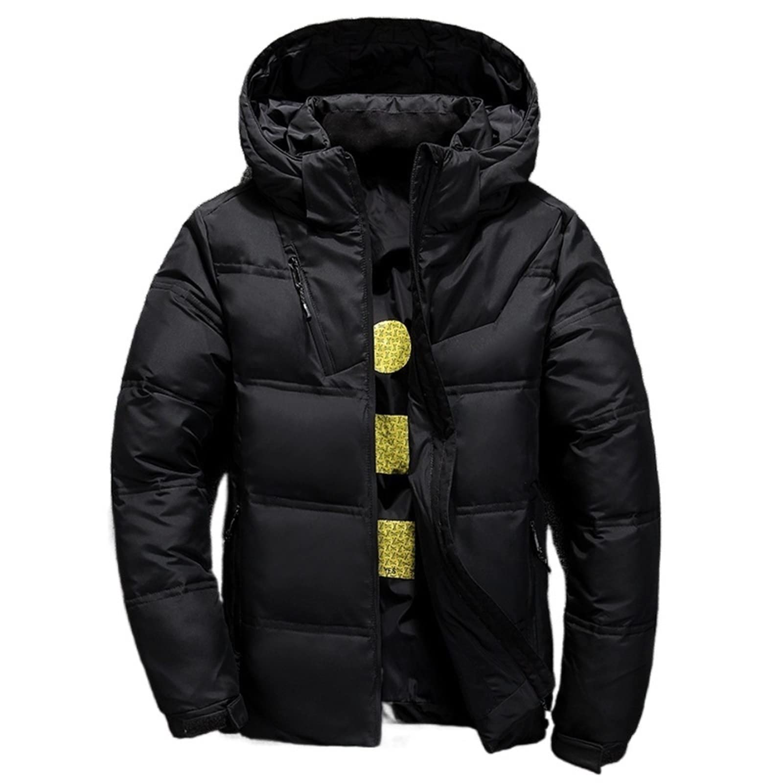 Doudoune homme coupe-vent capuche amovible noire XL manteau d'hiver neige