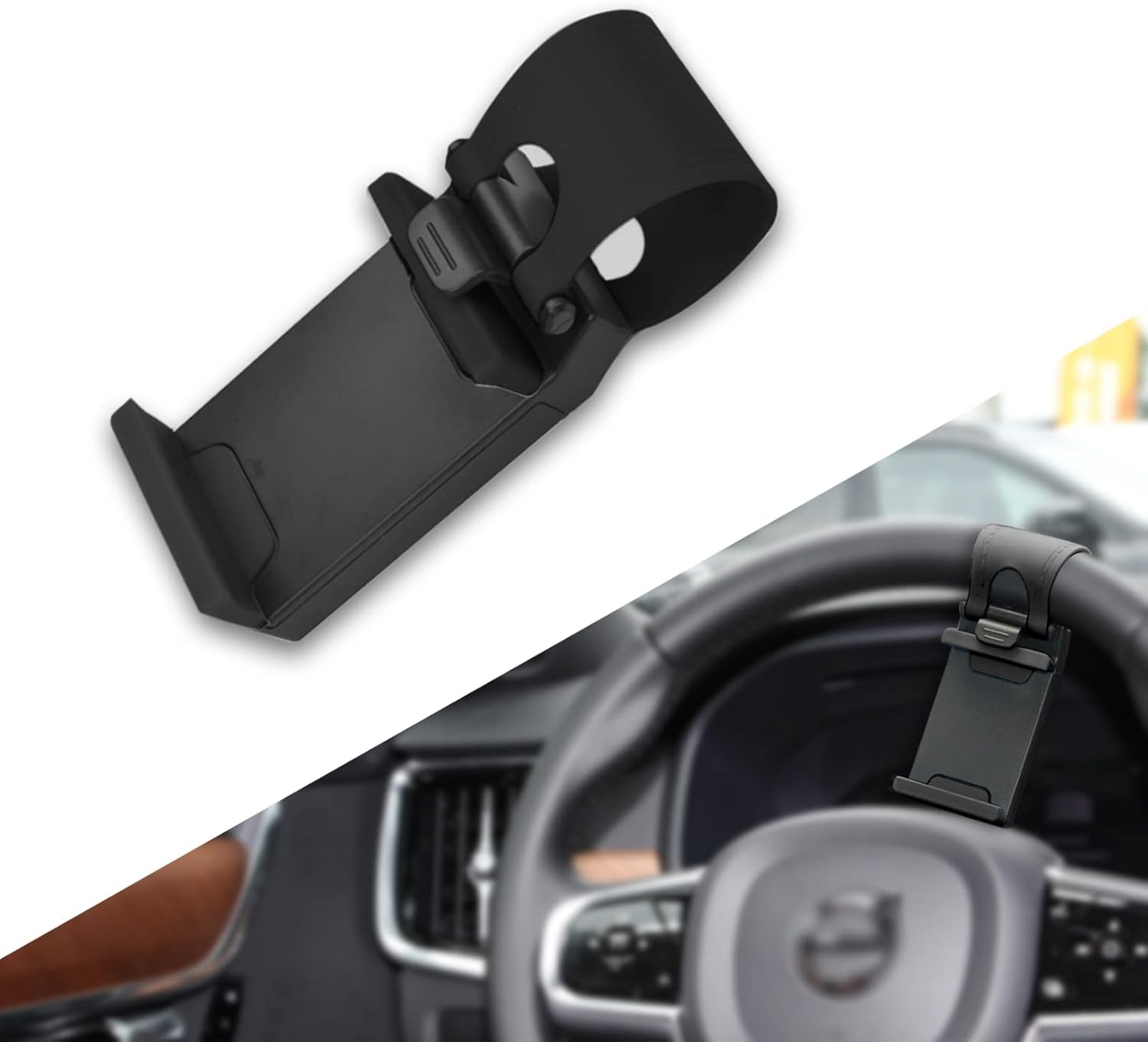 QODOLSI Pack1 Car Phone Holder, Steering Wheel Phone Mount, Portable Retractable
