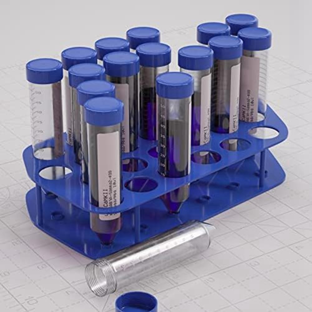 100 Pezzi con Marcature Graduate, Provette da Centrifuga da 50 Ml, Punti Scrivibili In Plastica e Tappi A Vite Blu.