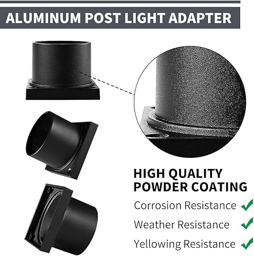 Miniatura 2 de Adaptador de montaje en muelle, base de luz para postes de 3 pulgadas, kits de piezas incluidos, negro mate