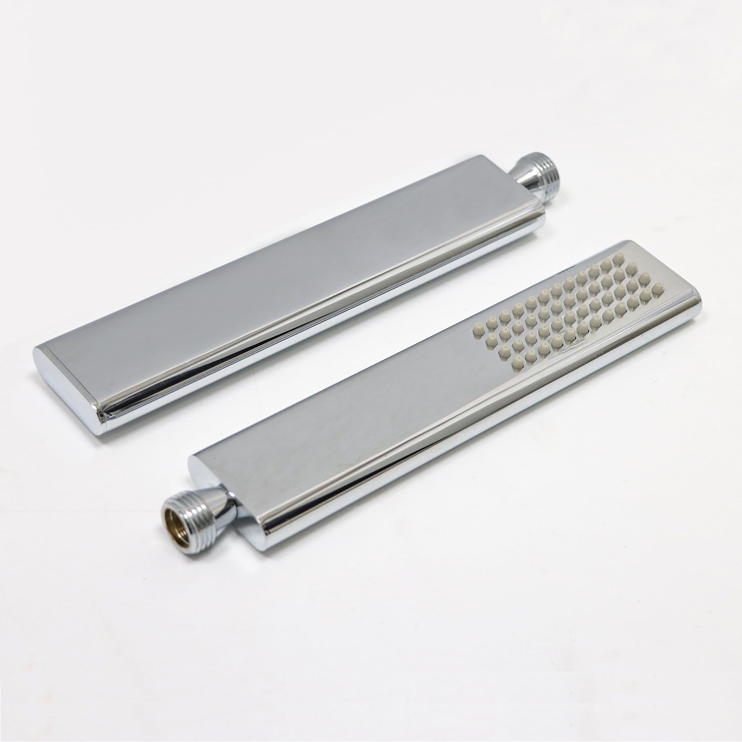 Soffione doccia in ottone massiccio, design ad arco, doccetta ad alta pressione, soffione sostituibile e tubo flessibile in acciaio inox da 150 cm, cromato lucido