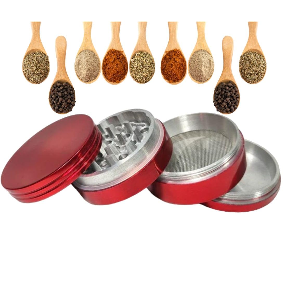 METIER Crusher 42mm Herb Grinder/Herb Crusher Spices with Honey Dust Filter 4 Parts Bong Accessories Classic Metal 42mm