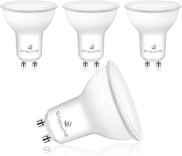 Enshine LED GU10 Spotlight Bulbs, Frosted, 7W (50W Halogen Equivalent), Warm White 3000K, 500 Lumen (Pack of 4)