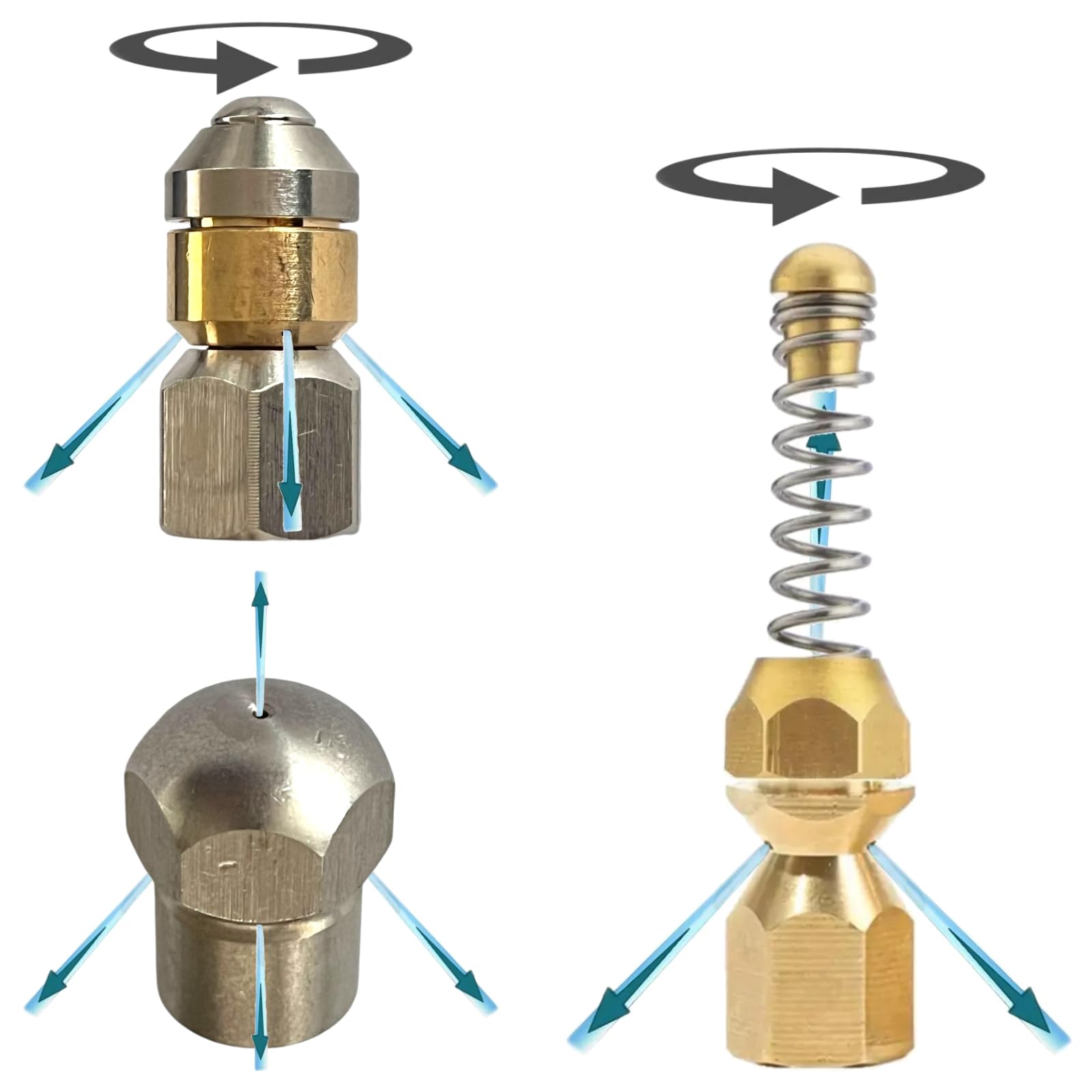 M&M Smartek Tuyau de nettoyage de canalisations compatible avec Nilfisk Alto Gerni - Pour siphon de WC - Raccord 1/8" - Tuyau haute pression