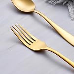 GoGeiLi 24-Piece Ensemble d'argenterie, en acier inoxydable Matte or Flatware Curlery Set, Inclure les cuillères, fourches et couteaux, Service pour 6, Lave-vaisselle sans danger
