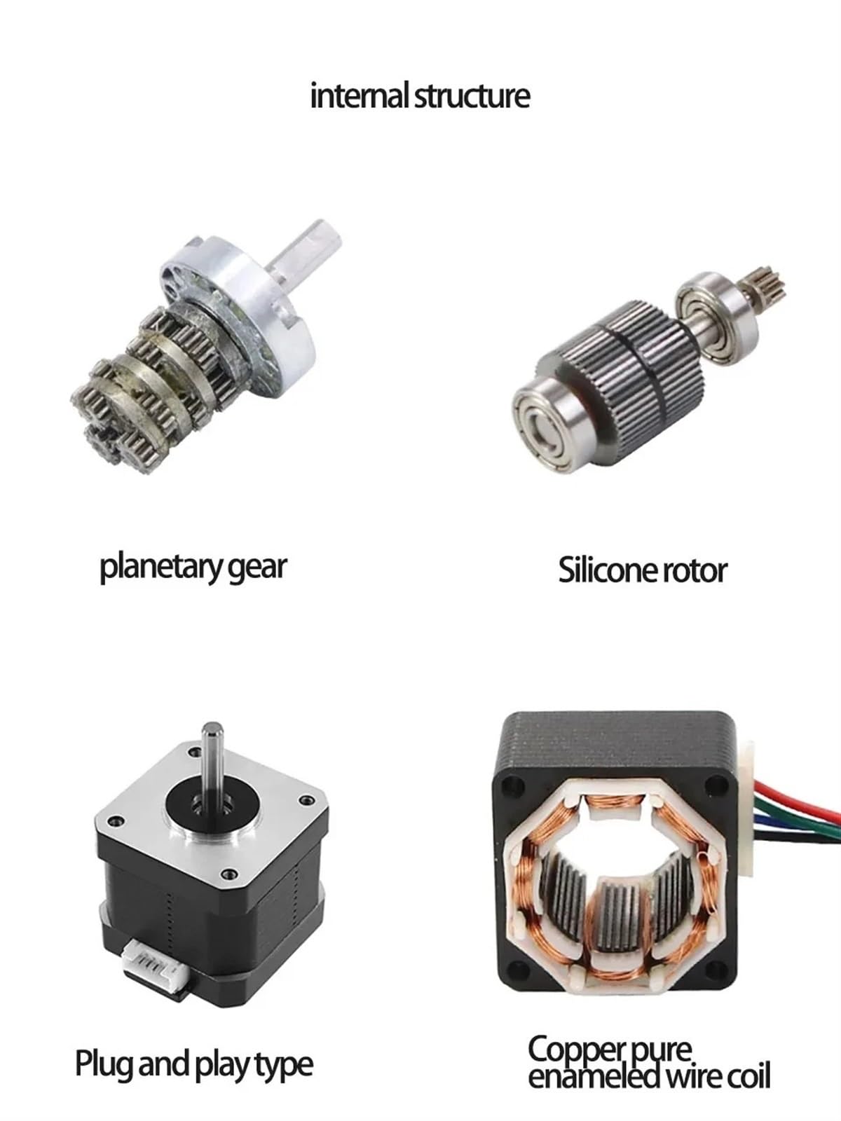 Motor Paso a con Reductor planetario 28GP-28ST, de Engranajes helicoidales, Motor CC Alto par, 1,8 °, 28 mm, híbrido(Only Motor,Ratio 25 to 1)