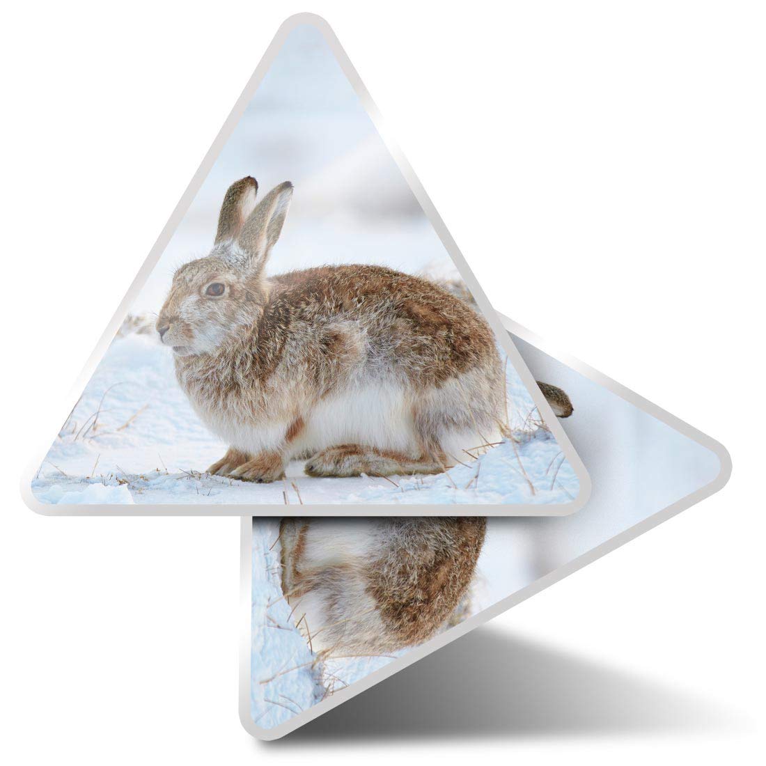 Destination Vinyl Ltd Multi 2 X Triangle Stickers 10Cm - Mountain Hare Cairngorms Scotland Rabbit Laptop Tablet Luggage Scrapbook #45796