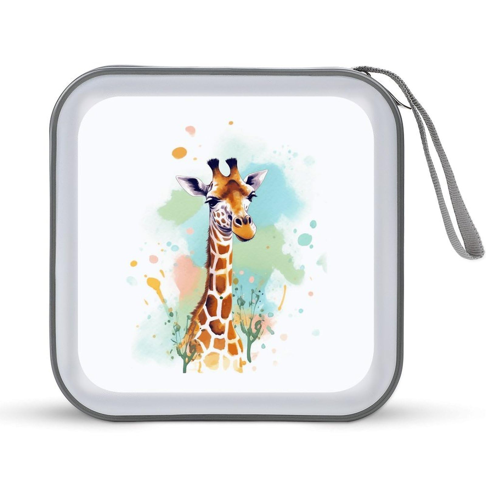 VstaDank Giraffe Art Illustration 40 Capacity DVD Case with Zipper Disc, Portable Hard Plastic CD Storage Organizer Wallet Organizer for Home Travel in
