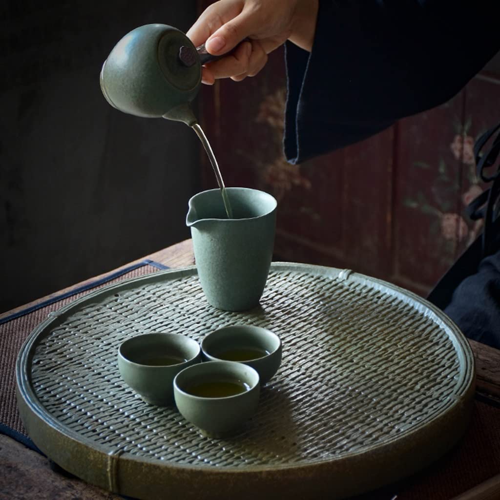Bandeja de cerámica con Drenaje para Mesa de té Kung Fu, Ideal para almacenar Agua (Gris, 36 x 36 x 4,3 cm)