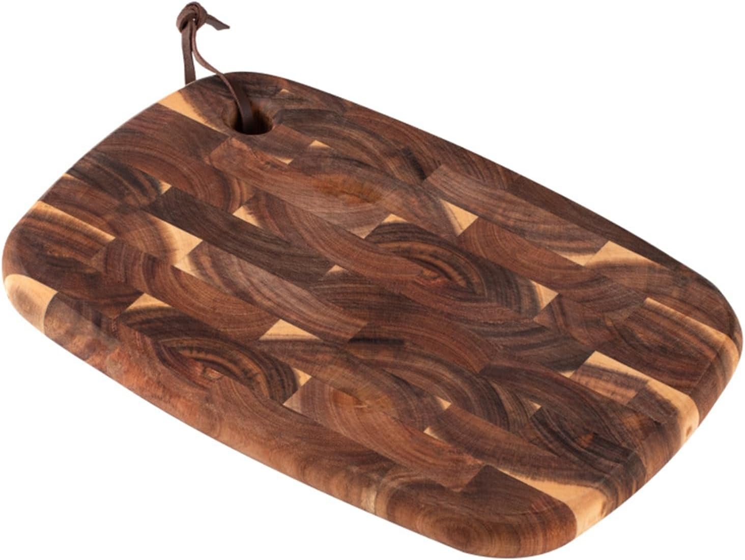 Acacia Wood Cutting Board With Handle Serving Board For Kitchen Meat Bread Cheese Pizza Vegetables Wedding(15.2 x 11.2 x 1in)