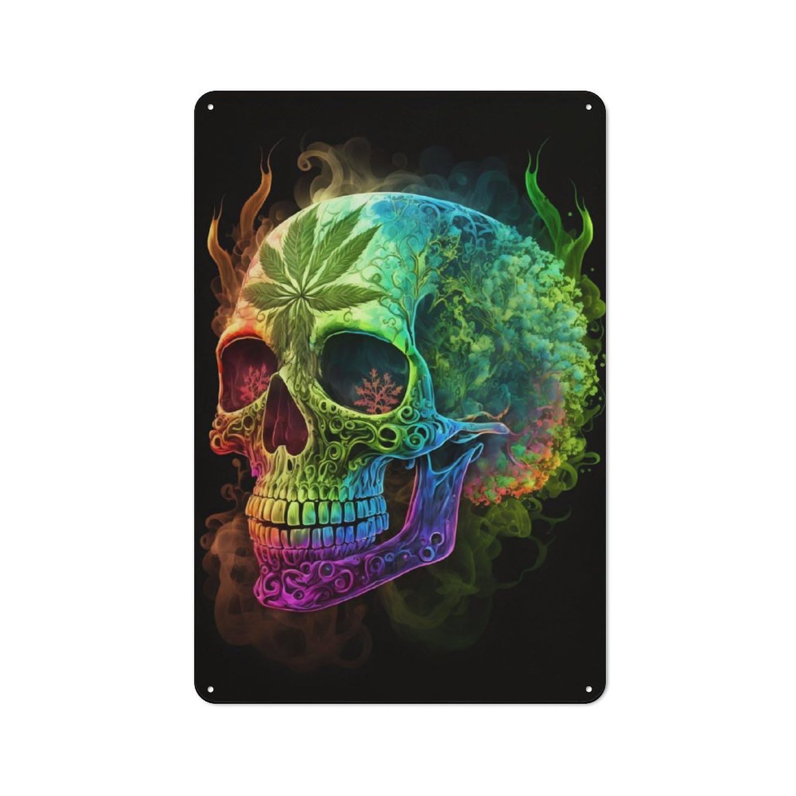 Junmoney Ganja Skull Retro Metal Wall Sign 30X20cm For Guest Room Or Hallway, New-Space Wall Decor For Home Decor Collectors