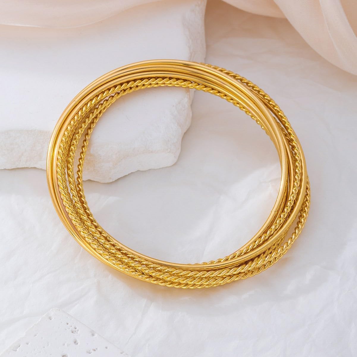 Gold Bangle Bracelets for Women Layer Stackable Bracelets Set Vintage Cuff Bracelet Boho Bracelet Jewelry Set for Women - Image 6