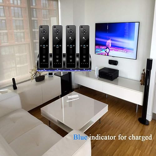 Miniatura 6 de Wii Charger Dock for WiiWii U Remote Controller, 4 Port Charger Station with 4 Batteries Pack USB Charging Cable LED Indicator -Black