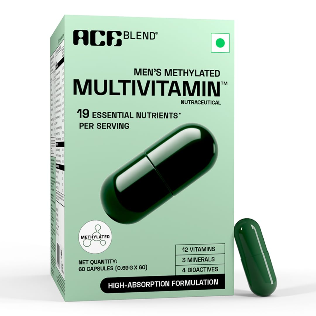 Ace Blend Multivitamin for Men | Pack of 60 | Methylated Formula with 19 Essential Nutrients | Quatrefolic, MenaQ7 & Vitashine D3 | Supports Energy, Immunity, Focus & Heart Health-image-34