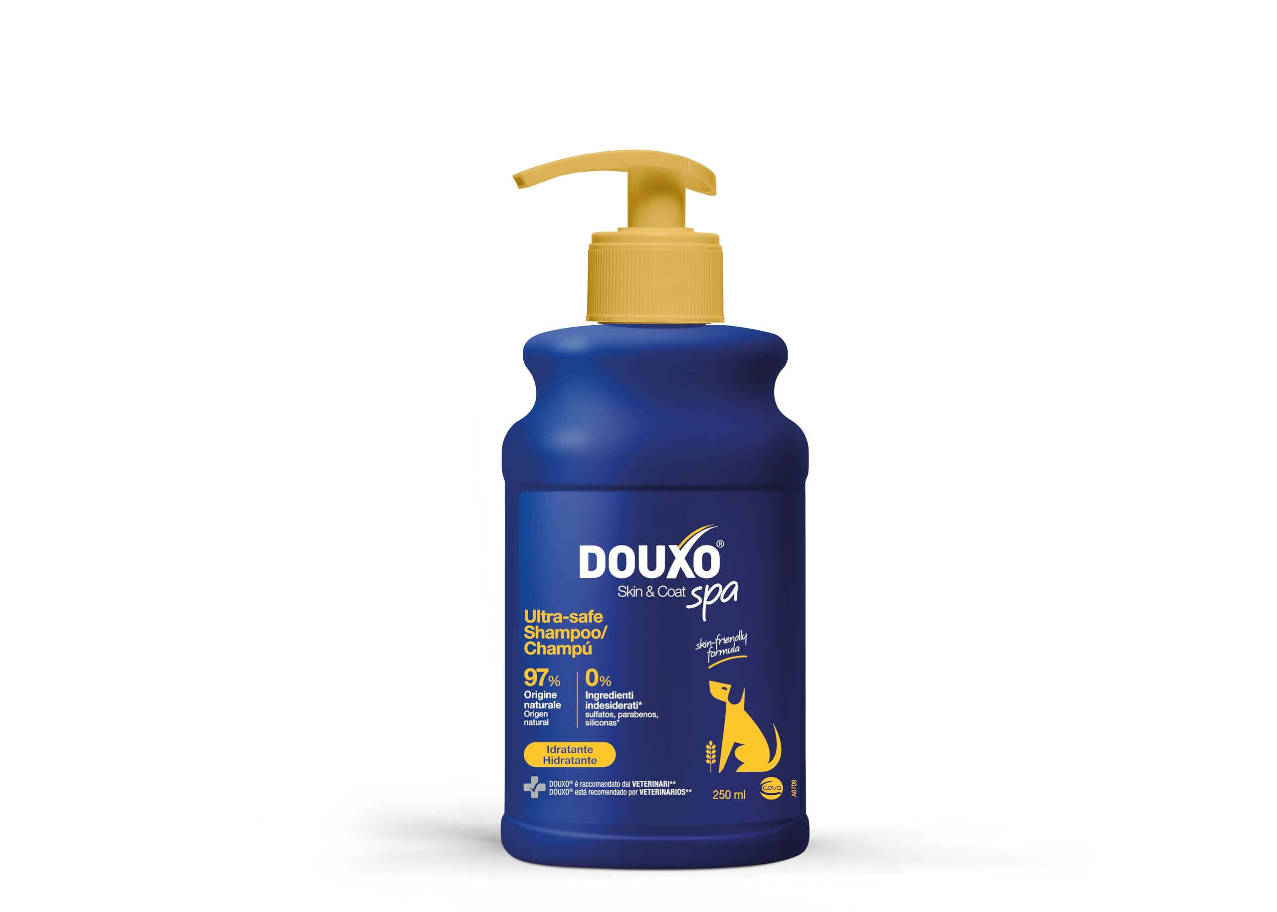 DOUXO® Skin & Coat SPA szampon owsiany dla psów, bardzo bezpieczny 250 ml, głęboko oczyszcza i nawilża skórę, wzmacnia sierść, pozostawia włosy miękkie i błyszczące. Przyjazna dla skóry formuła