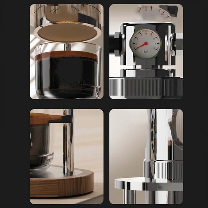 Cafetera Portátil Manual de Aire Comprimido 1-16 Bar con Manómetro miniatura 6