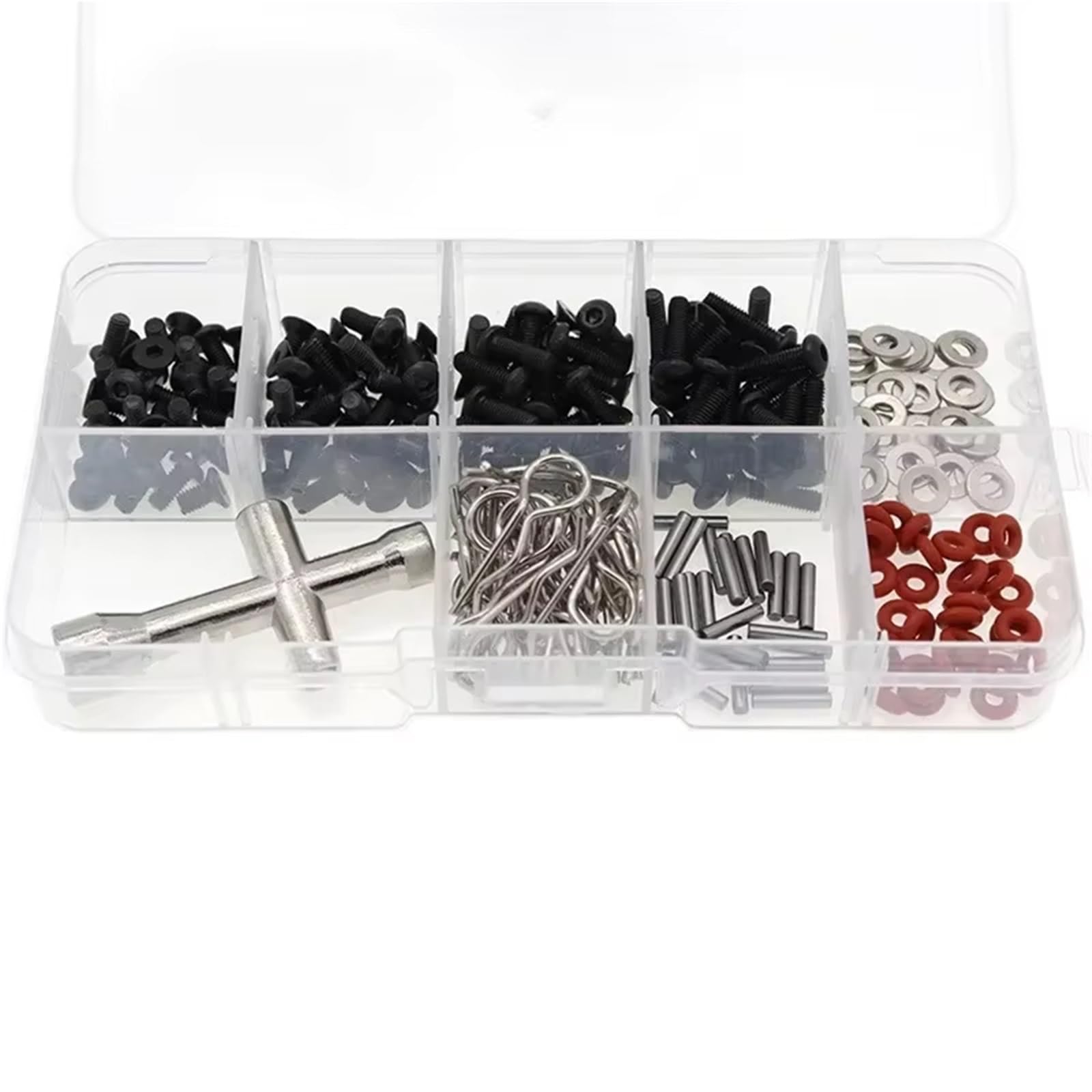 Piezas Coche Teledirigido para HSP para Axial para SCX10 para TRX4 para Coche RC 1/10 Incluye Llave Hexagonal 271 Piezas De Herramientas De Reparación Y Juego De Tornillos En Caja