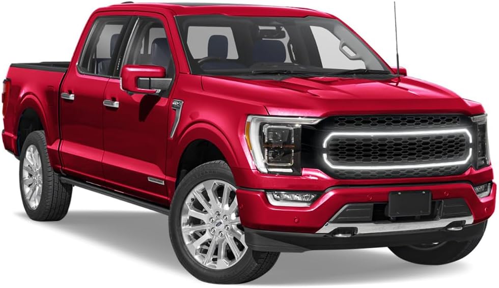 Armordillo HEX Style Honeycomb Mesh LED Front Grille|Compatible With 2021-2023 Ford F150 F-150|8735039|ABS Plastic|Gloss Black|Front Hood Bumper Grille With LED Light Bar