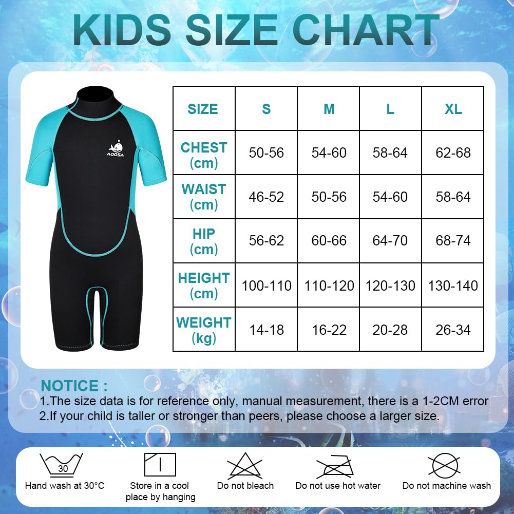 Muta in Neoprene per Bambini, Muta Termica in Neoprene Ultra Elasticizzato 2,5mm, Muta Corta con Cerniera Posteriore, per il Nuoto, lo Snorkeling e il Gioco, Unisex Kid