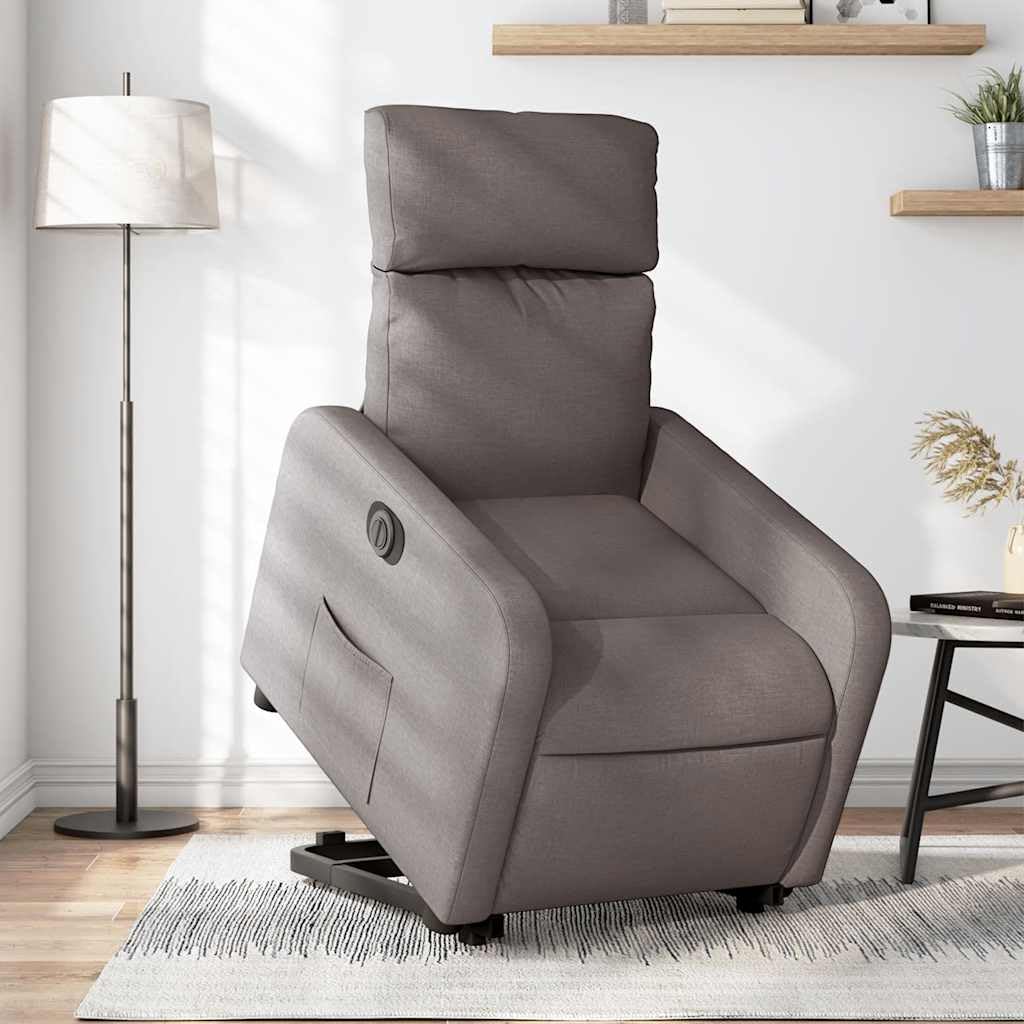 vidaXL Sillón Eléctrico Reclinable Elevable, Silla con Respaldo Reposabrazos, Sillón de Relax Descanso, Asiento Ajustable, Tela Gris Taupe