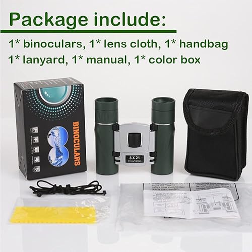 Miniatura 5 de Prismáticos compactos para niños y adultos, telescopio óptico real de 8 x 21 pulgadas para observación de aves, ópera, senderismo, caza, viajes,