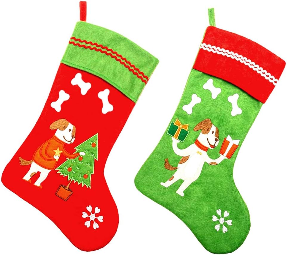 SCENEREAL Dog Christmas Stockings 2 Packs 18 inch Large