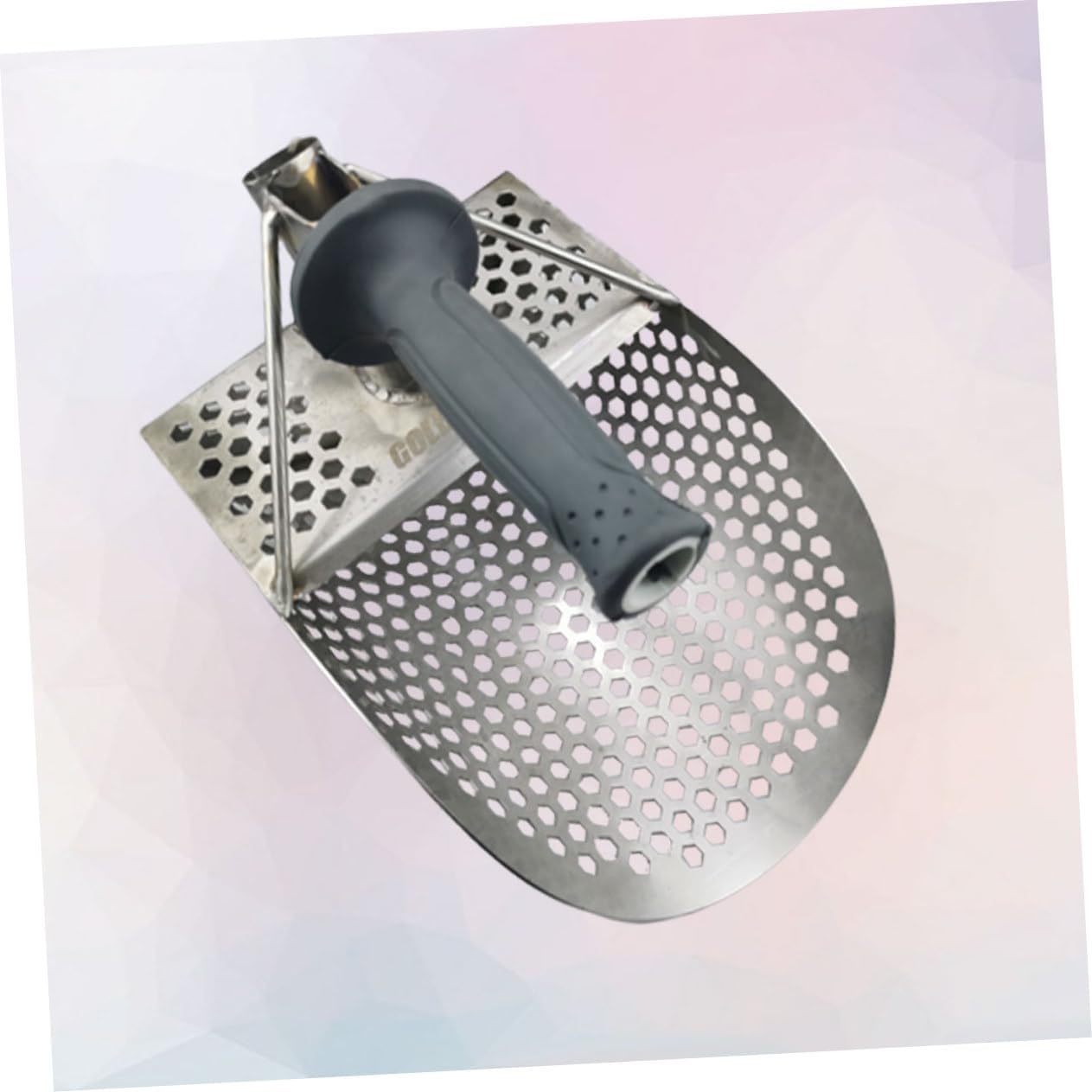 1Pc Stainless Steel Metal Shovel with Holes for Sand Sifting Durable Digging Tool for Beach and Underwater Treasure Hunting Random Handle Color
