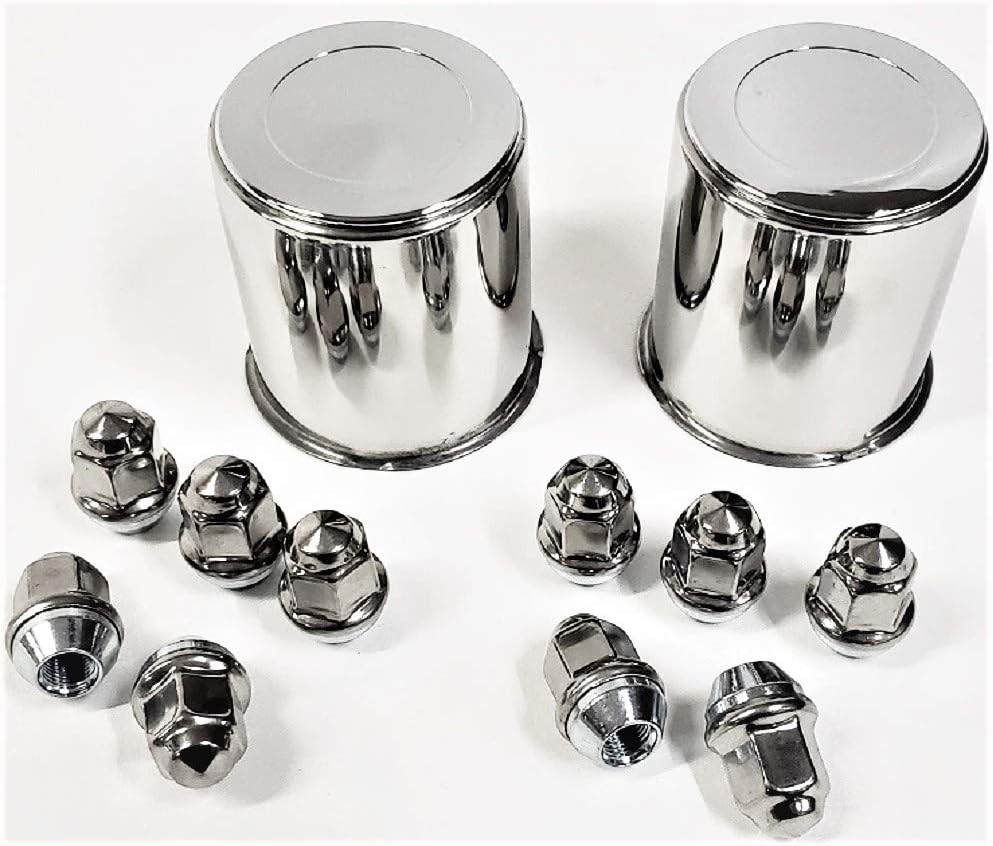 - eCustomrim 2-Pack Trailer Wheel Lug and Cap Sets - Stainless Hub Cover With 10 Capped Stainless Lug Nuts For 3.19 Inch Bore