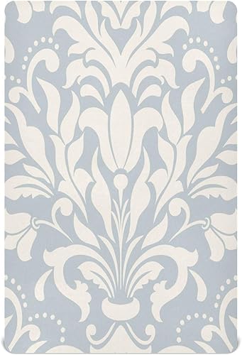 Fitted Crib Sheet for Boys & Girls Damascus Print Soft Breathable Unisex Baby Sheets for Standard Crib and Toddler Mattresses 39 x 27 in