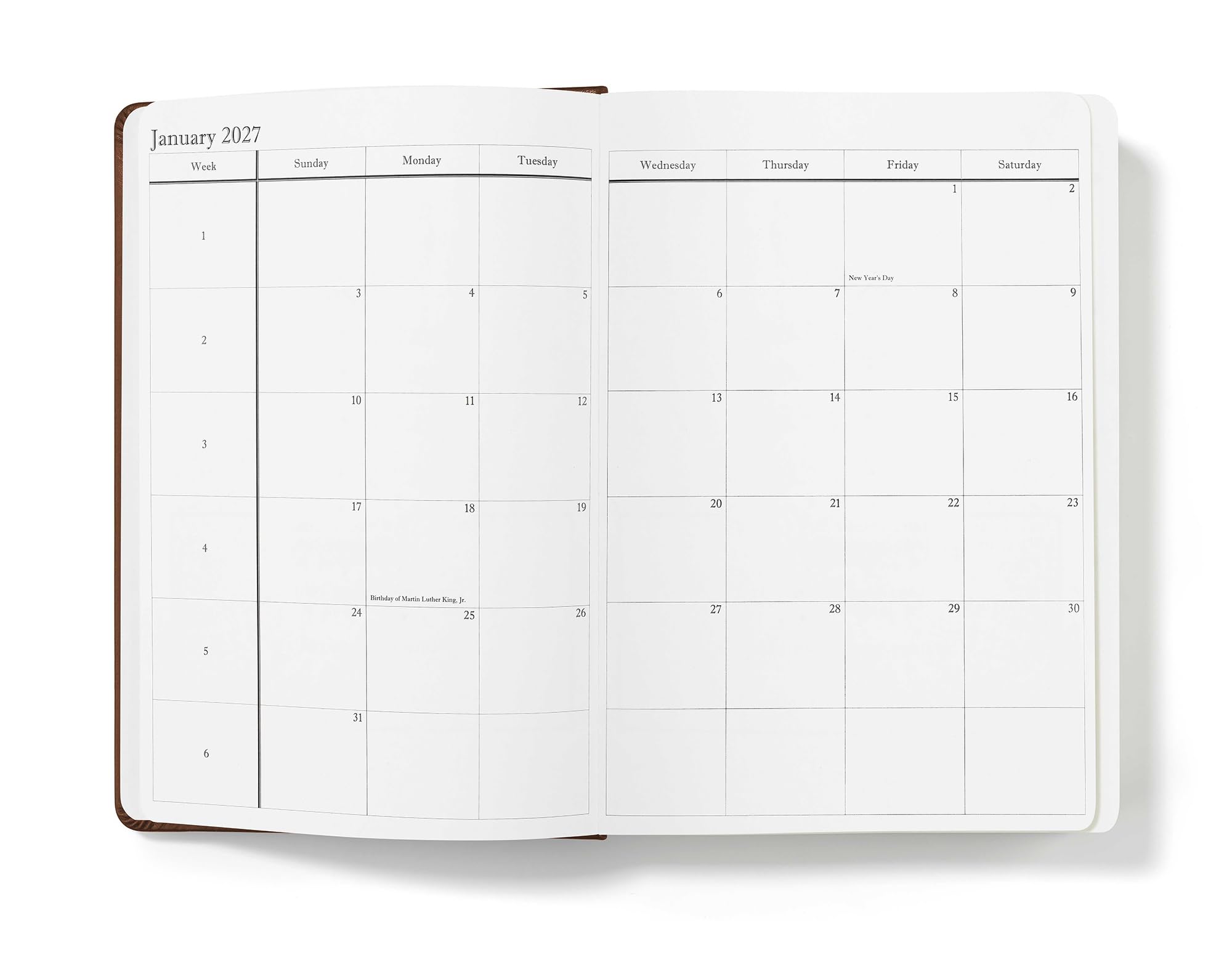 Wykeham's Executive Tagesplaner 2026–27, personalisierbar, akademischer Mitteljahreskalender, Juli 2026 bis Juni 2027, Braun, 21,6 x 14 cm