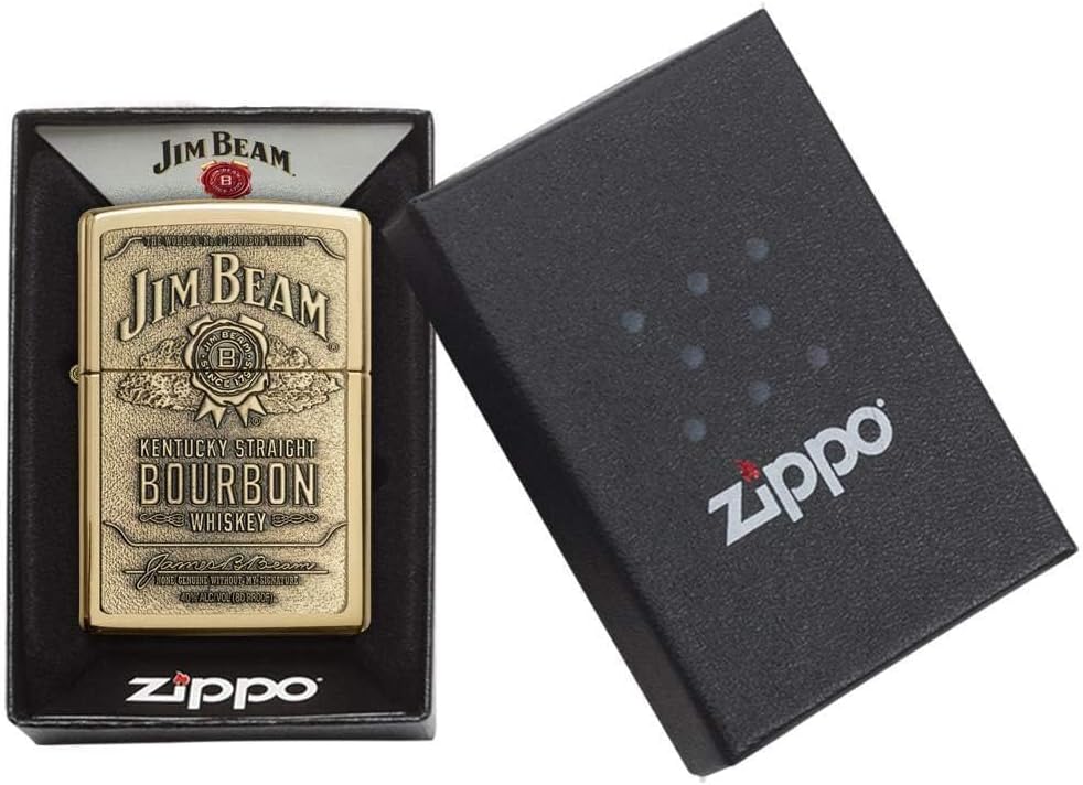 Personalized Jim Beam Brass Emblem Brass ZIPPO Lighter - Free Engraving - Christmas, Halloween & Valentines Day Gift