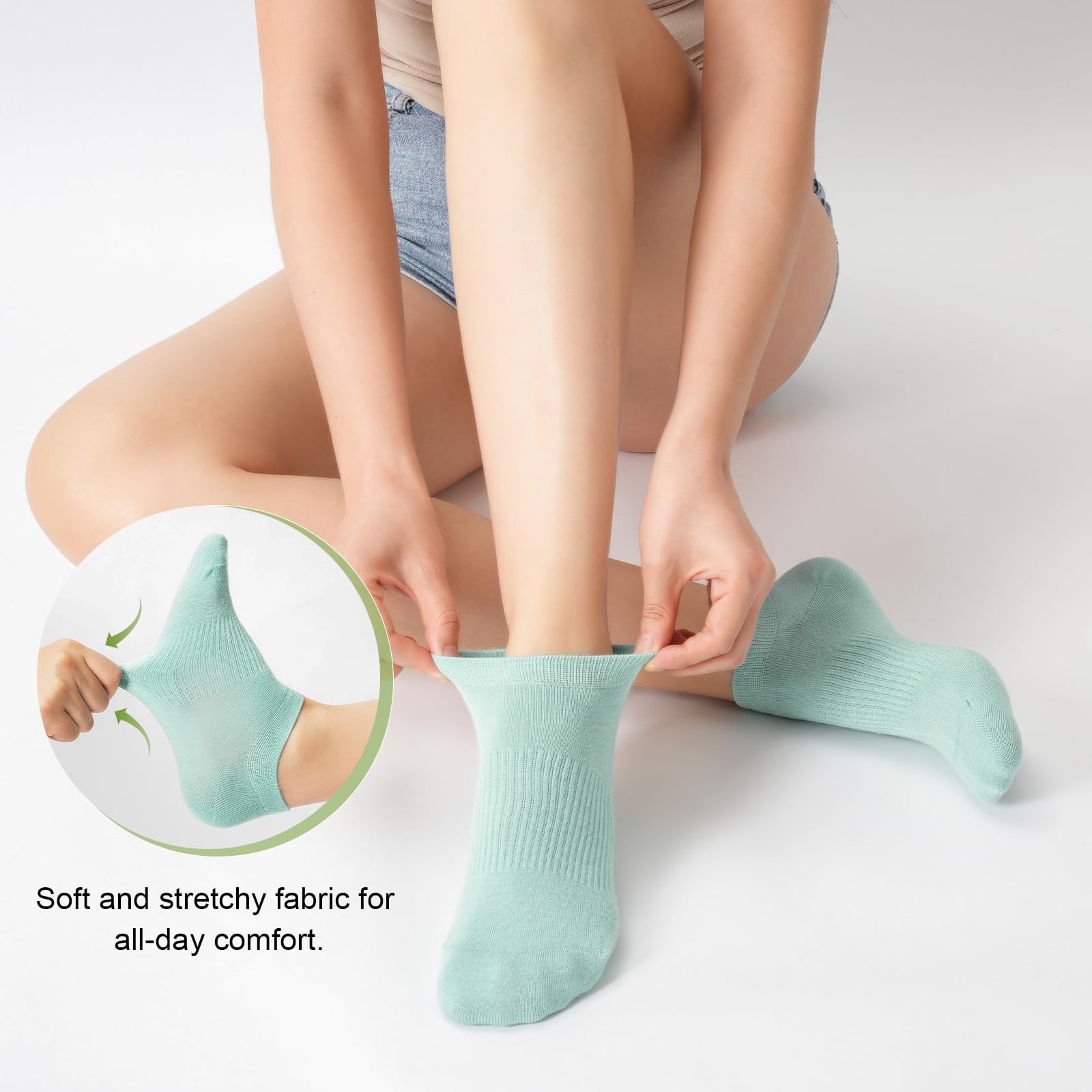 Ankle Socks Women, 5 Pairs Bamboo Low Cut Ladies Trainer Socks, Breathable Seamless Short Summer Thin Socks - 4