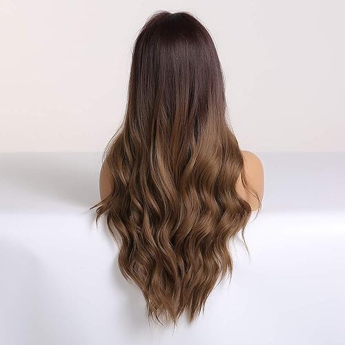 Miniatura 8 de ISHINE Peluca rizada, peluca sintética de aspecto natural de parte media, pelucas largas y onduladas, pelucas de repuesto de cabello para uso