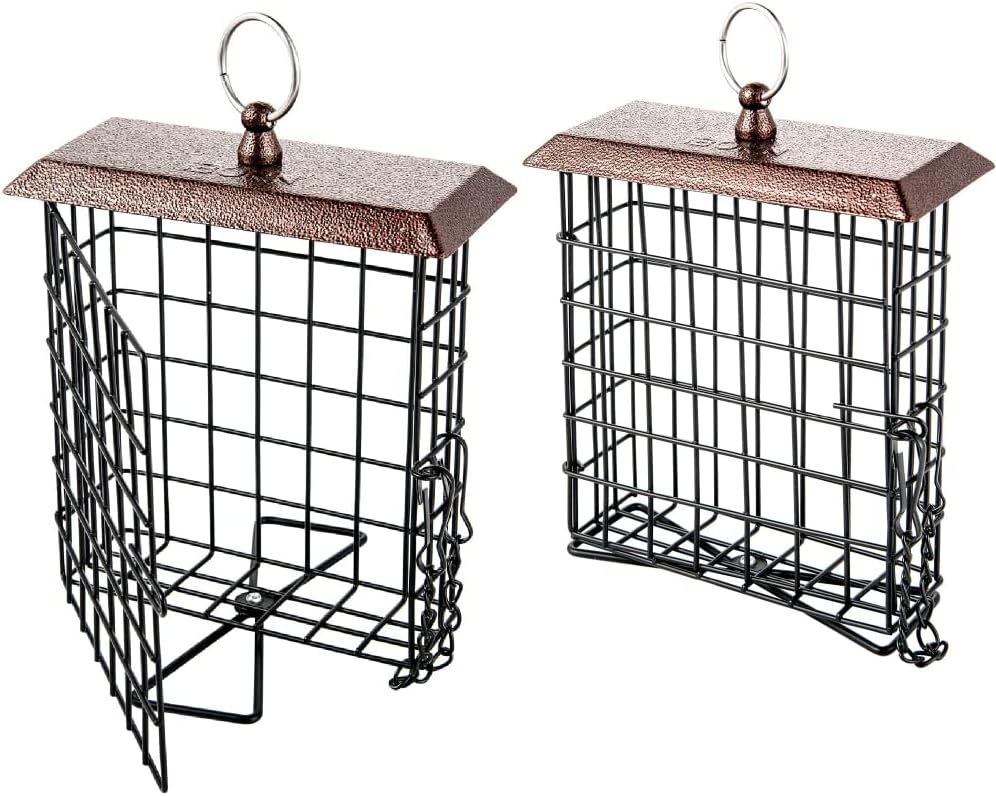 iBorn Suet Feeder Suet Bird Feeders for Outside Hanging,Squirrel Proof Suet Cakes Bird Feeder for Wild Birds(Suet Cage Pack of 2)